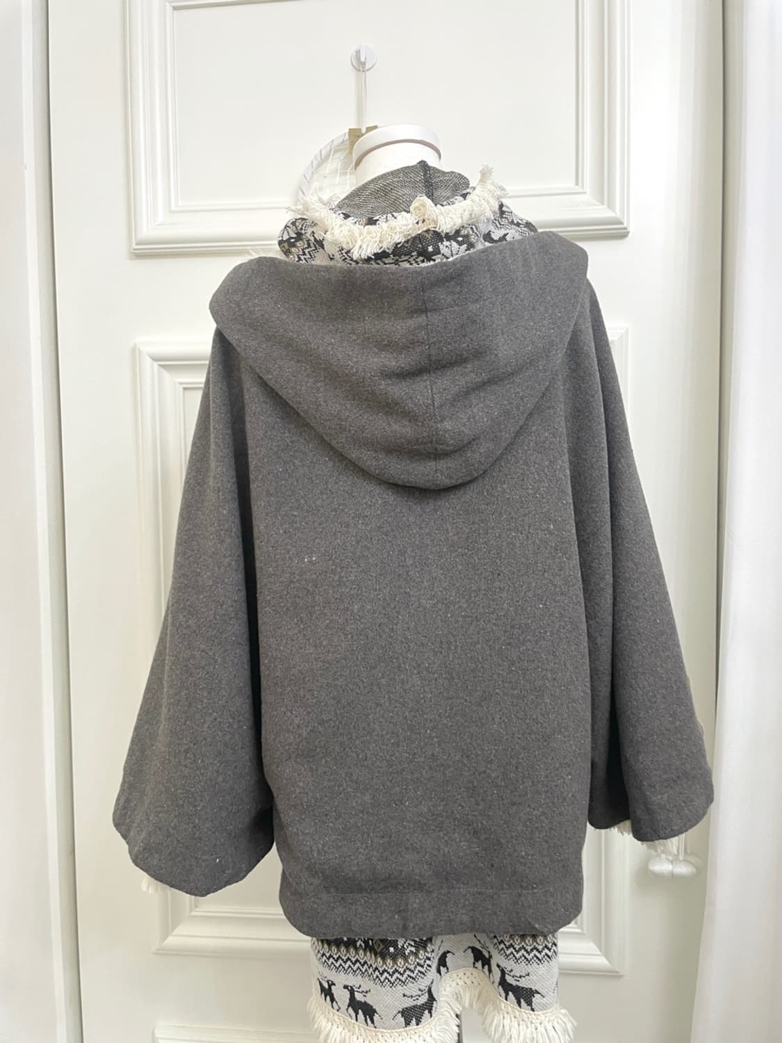 dark brown fur hoodie cape(size-M) 상품이미지4