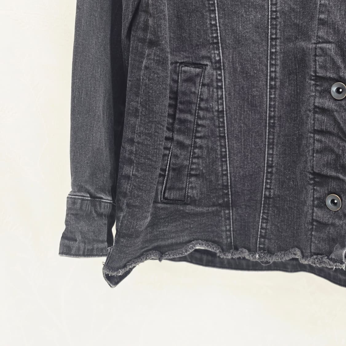 블랙 데님 롱 자켓 77 상품이미지3