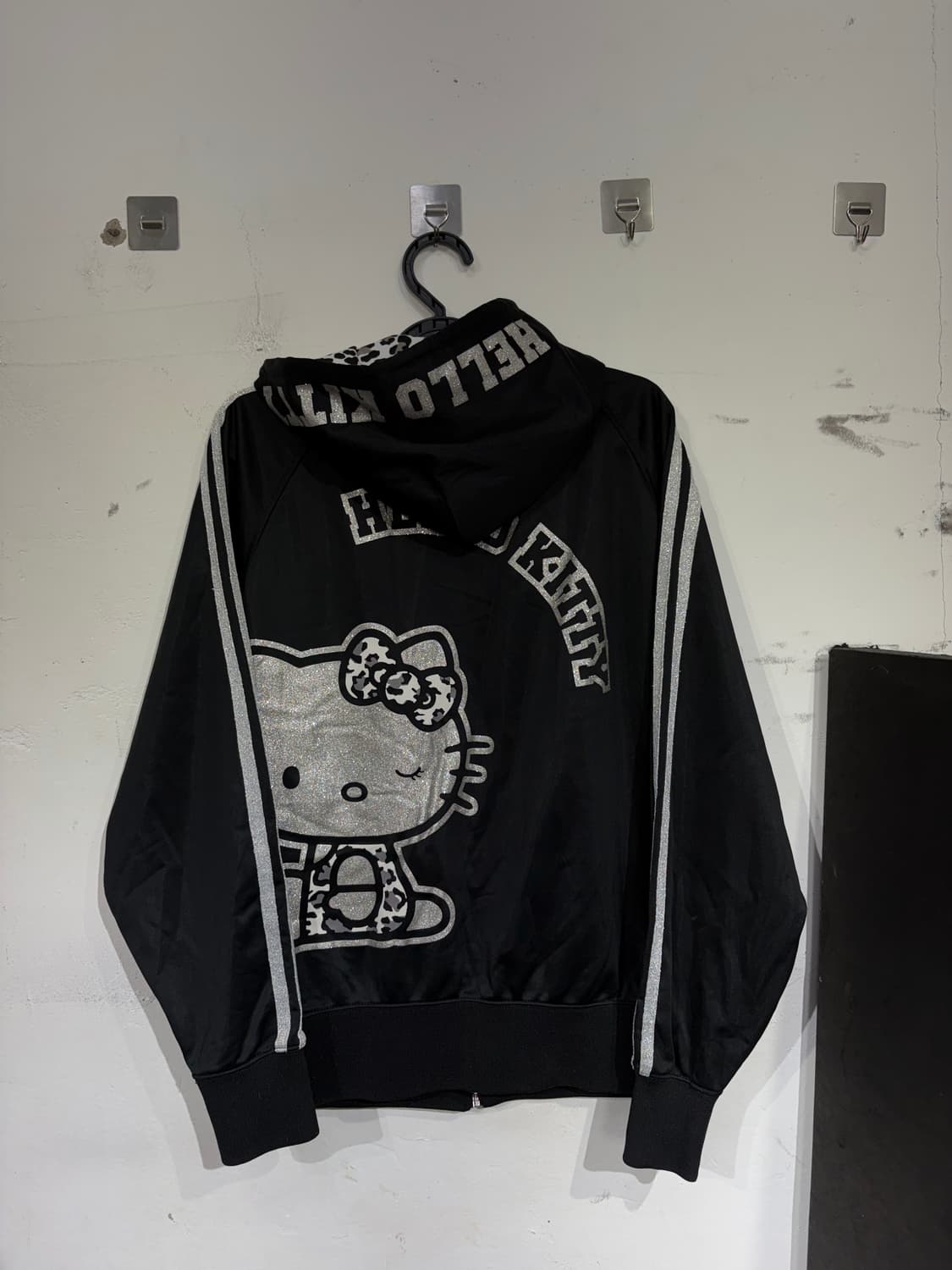 JPN 일본 빈티지 헬로키티 레오파드 호피 갸루 빅로고 져지 후드집업 M 상품이미지8