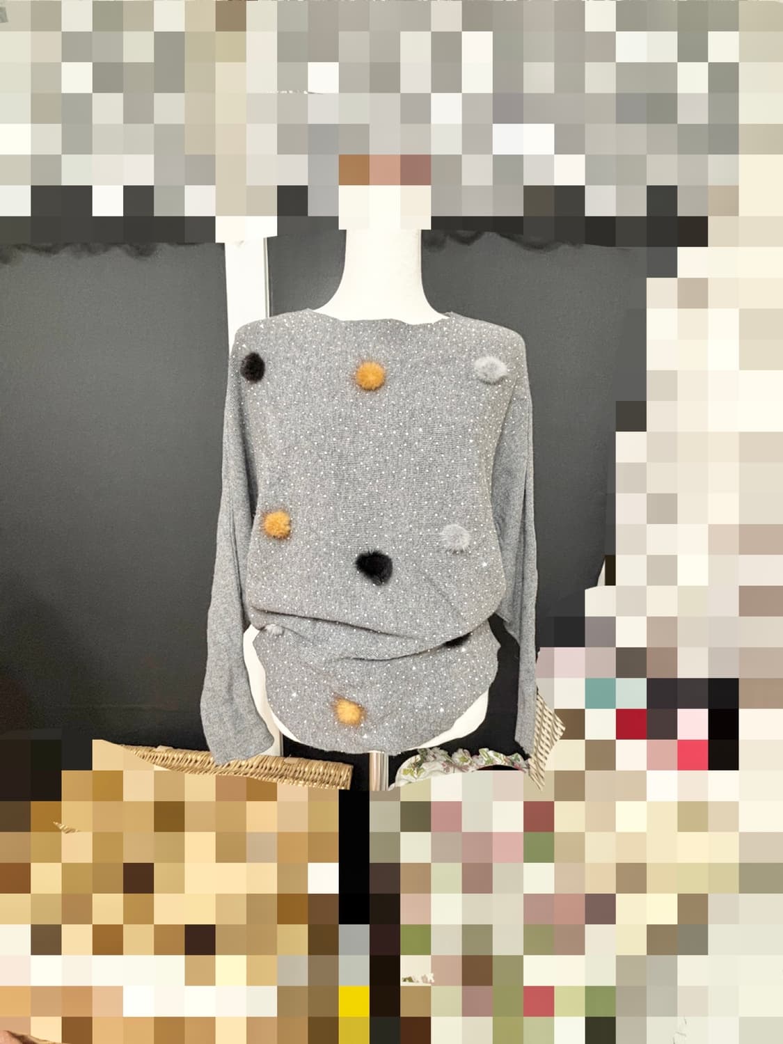 천연 밍크퍼 폼폼이 + 스톤 장식 가오리티 55~66/새거수준 상품이미지1