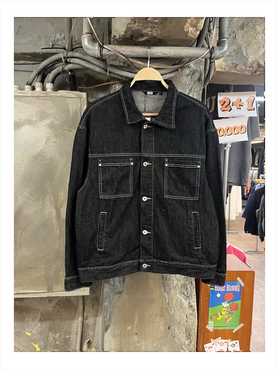 빈티지 흑청 데님 자켓 XL #csz4169 상품이미지1