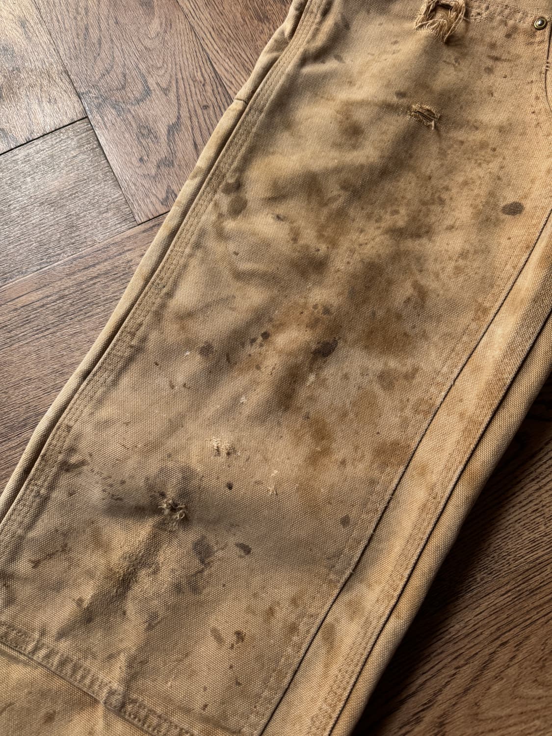 [33]칼하트 USA 더티워싱 브라운 더블니 워크 팬츠 상품이미지6