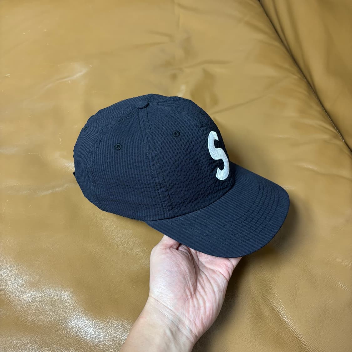 Supreme 슈프림 24ss 시어서커 블랙 S로고 6패널 볼캡 모자 상품이미지3