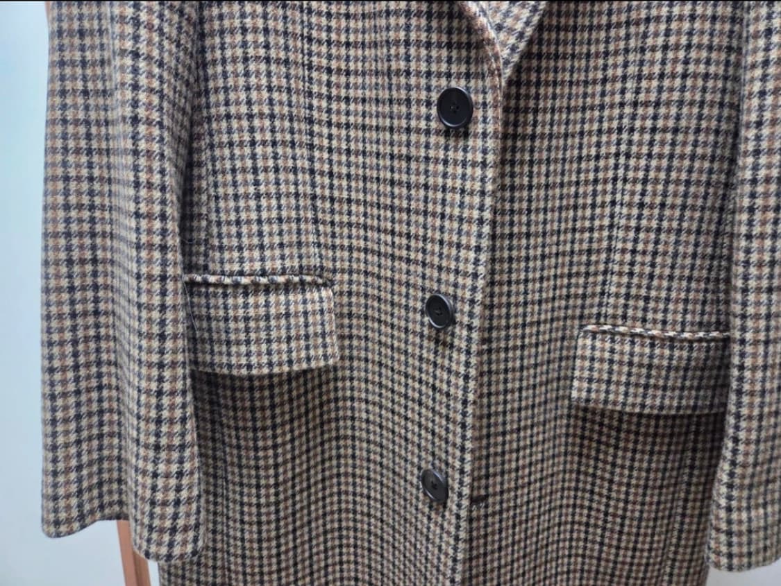 무신사스탠다드 건 클럽 체크 대디 숄더 싱글 롱 코트 M사이즈 상품이미지3