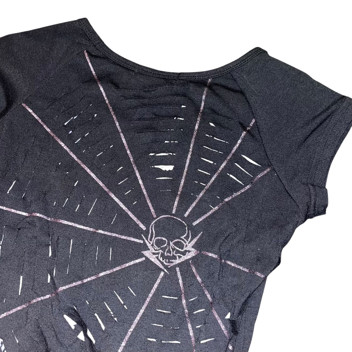 레터링 프린팅 해골 거미줄 반팔티 펑크y2k갸루 상품이미지2