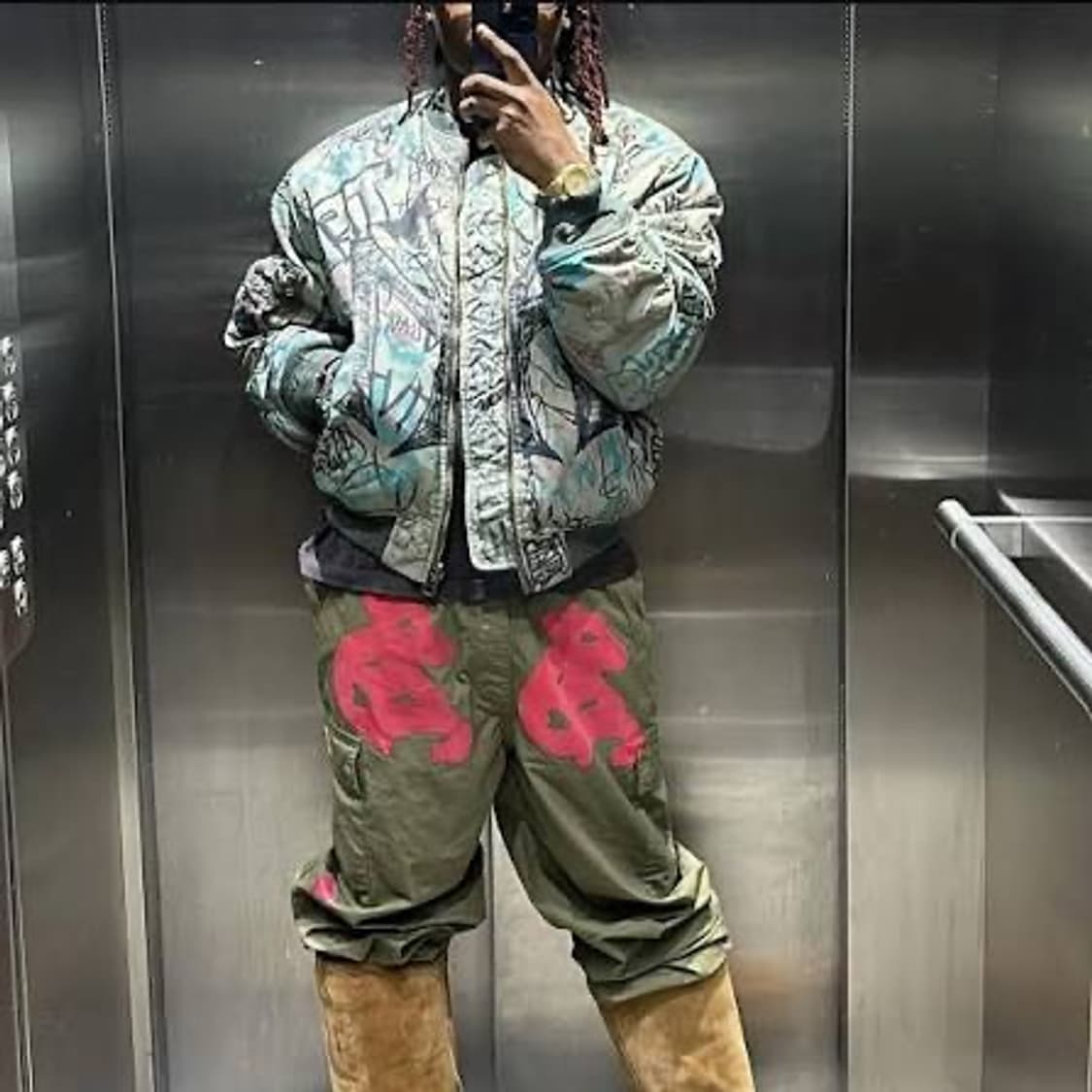 Mowalola 그래피티 봄버 2023 런웨이 초판 xl 상품이미지3