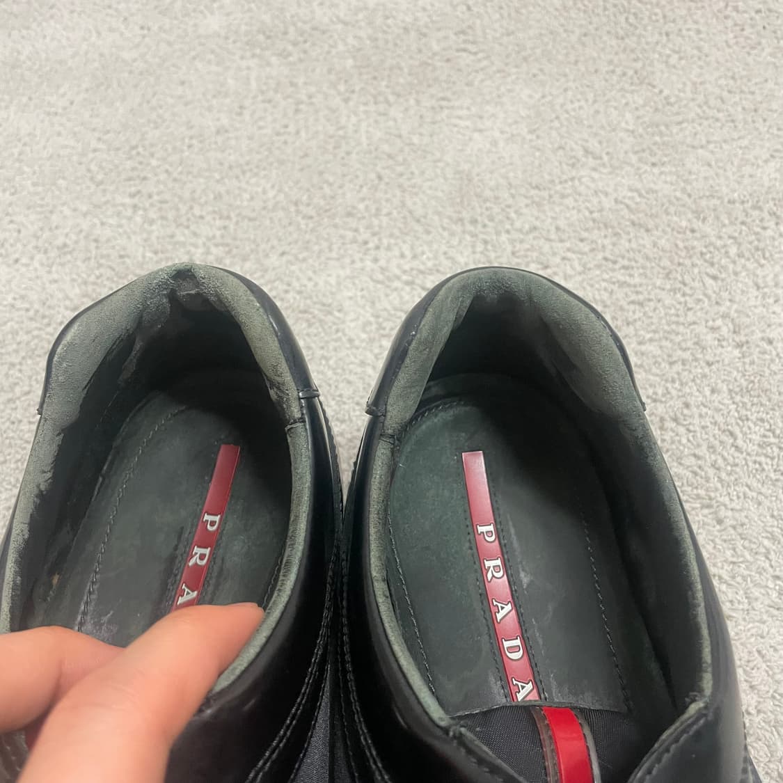 285) 프라다 스포츠 나일론 레더 스니커즈 신발 블랙 상품이미지4