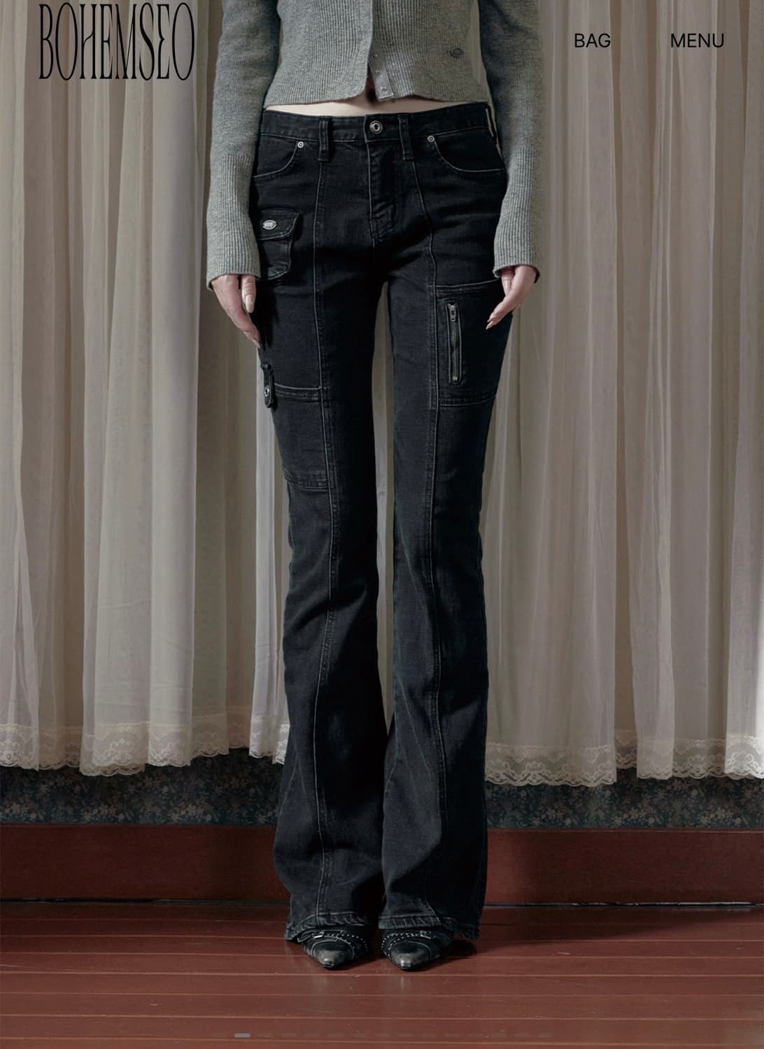 보헤미안서울 SIDE POCKET BOOTCUT JEANS 딥그레이 상품이미지1
