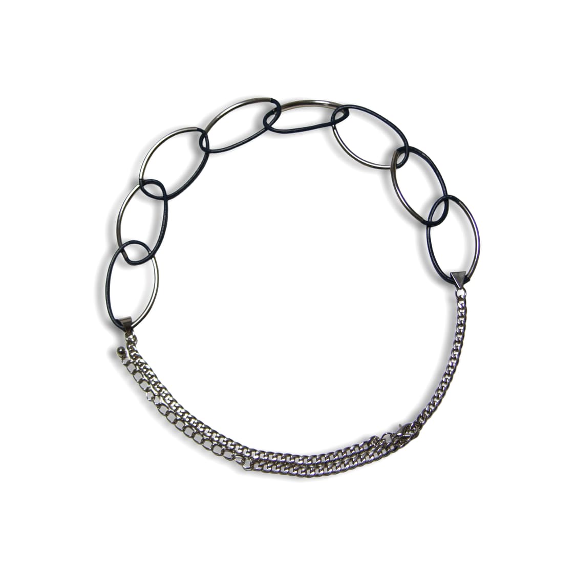 Navy Leather Chain belt 상품이미지2