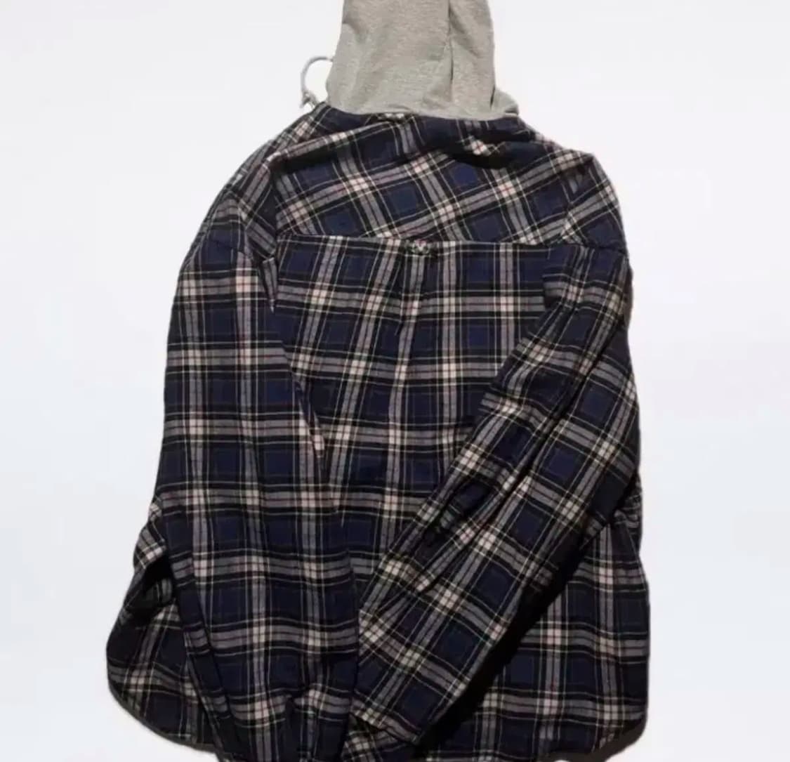 프로젝트 G/R 리버시블 후디 체크 셔츠 네이비 2 상품이미지3