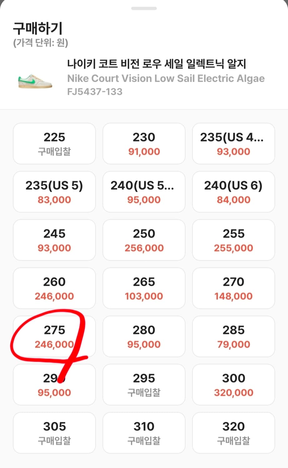 275 ) 나이키 코트 비전 로우 세일 일렉트닉 알지 상품이미지10