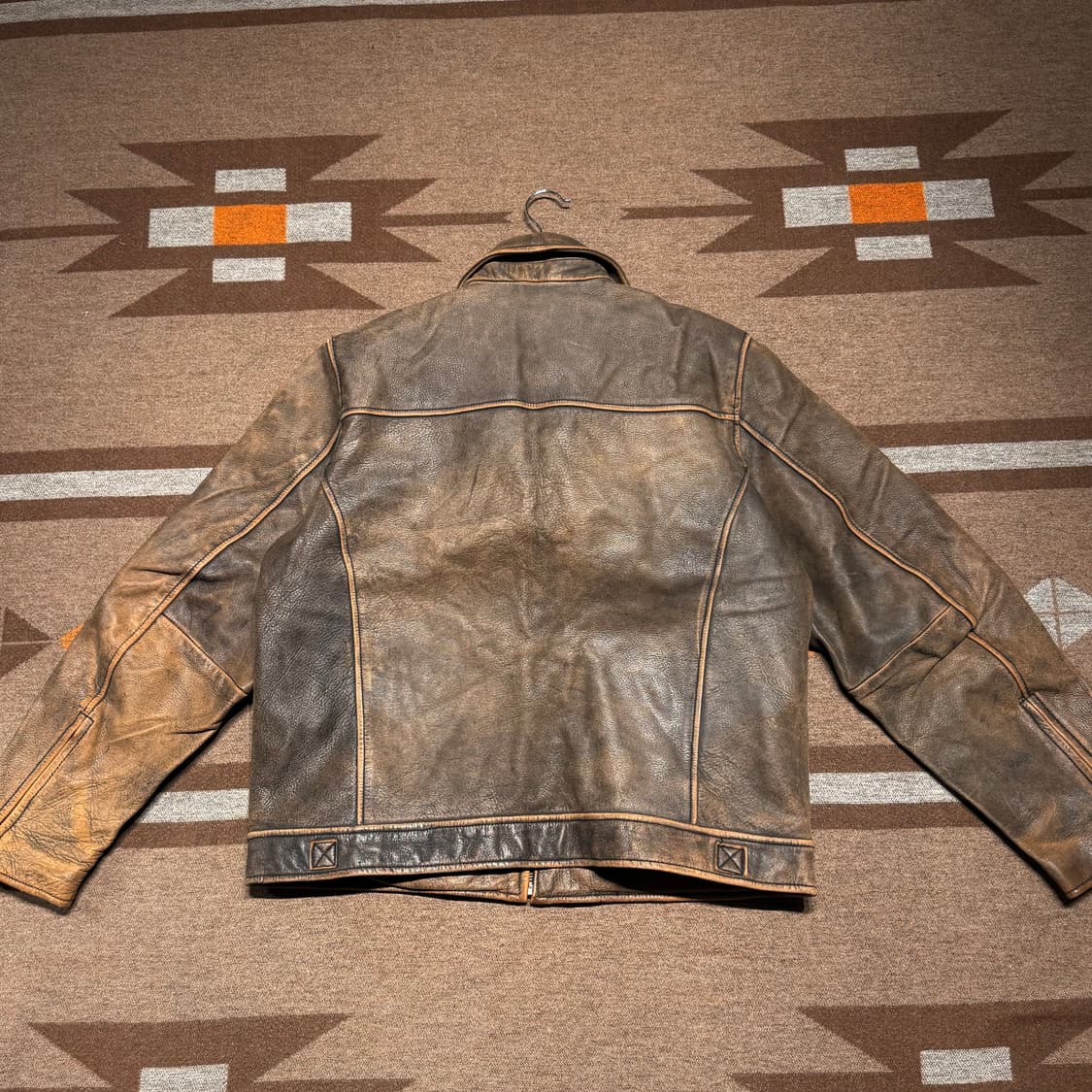 USA Buckle67 헤비 카우레더 스포츠 자켓 L 105 소가죽 상품이미지7