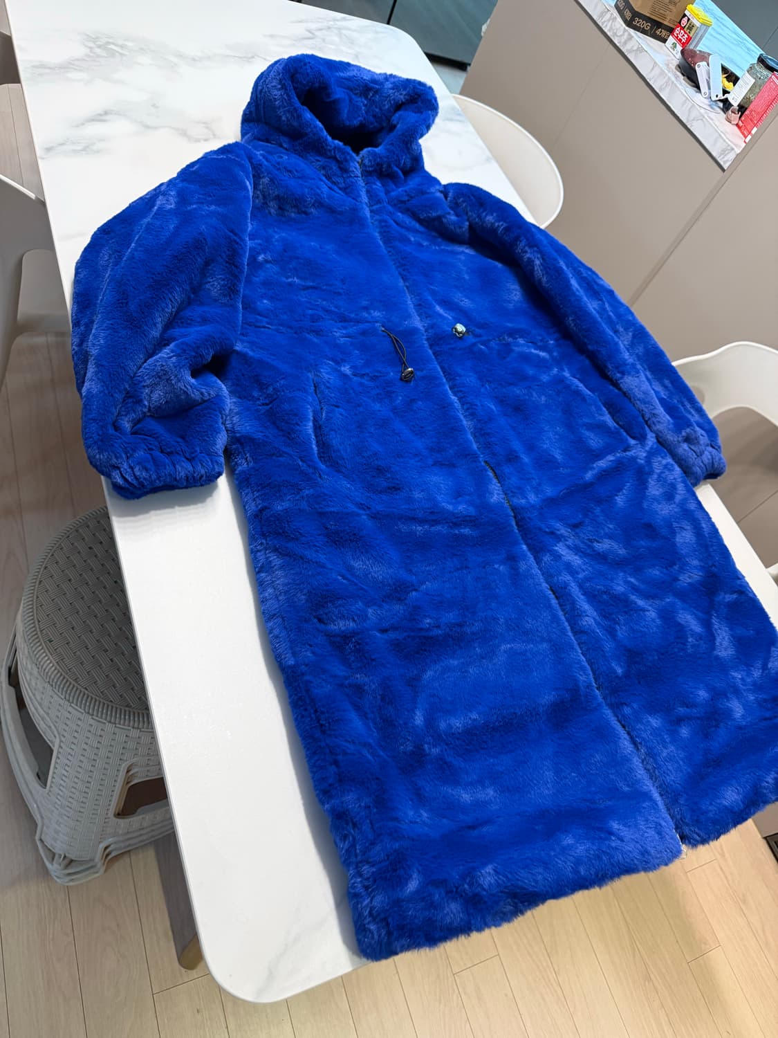 블루 퍼 코트 M 새상품 상품이미지6