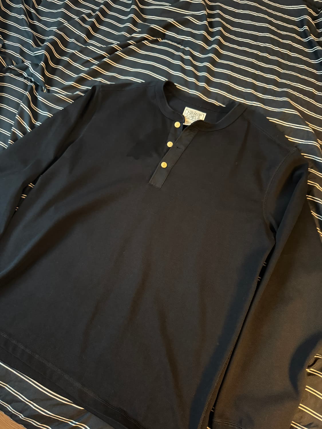 Vintage Long Sleeve Henley Shirt Black 상품이미지2