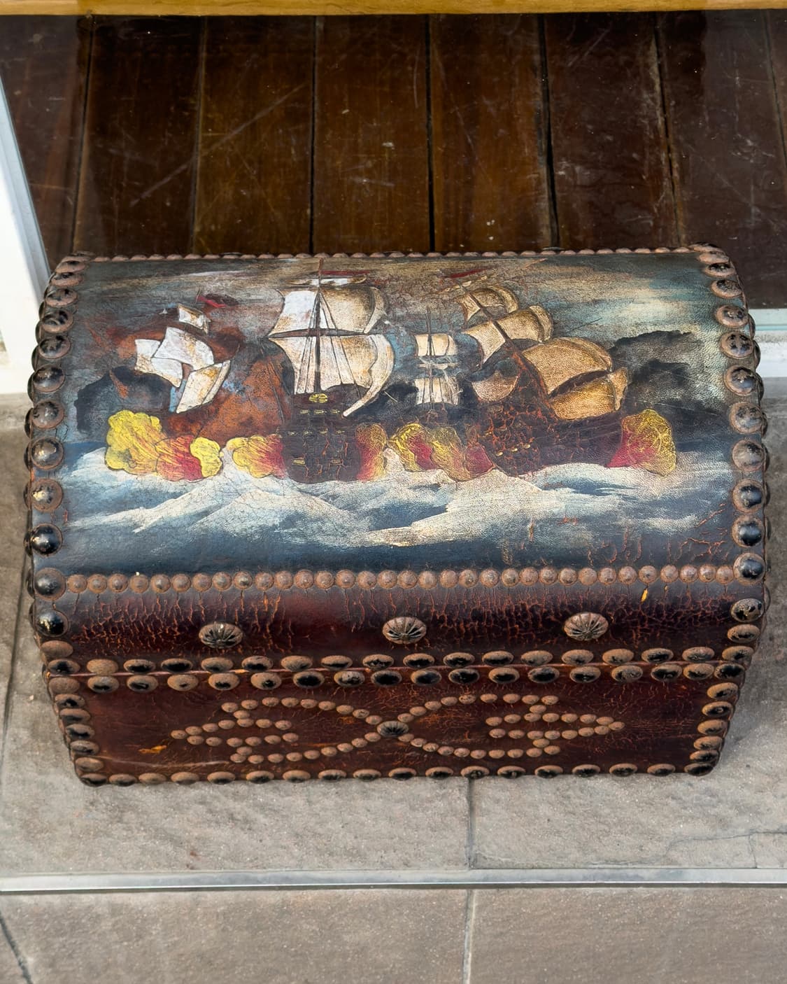 빈티지 소품 유럽 가죽 트렁크 상품이미지3