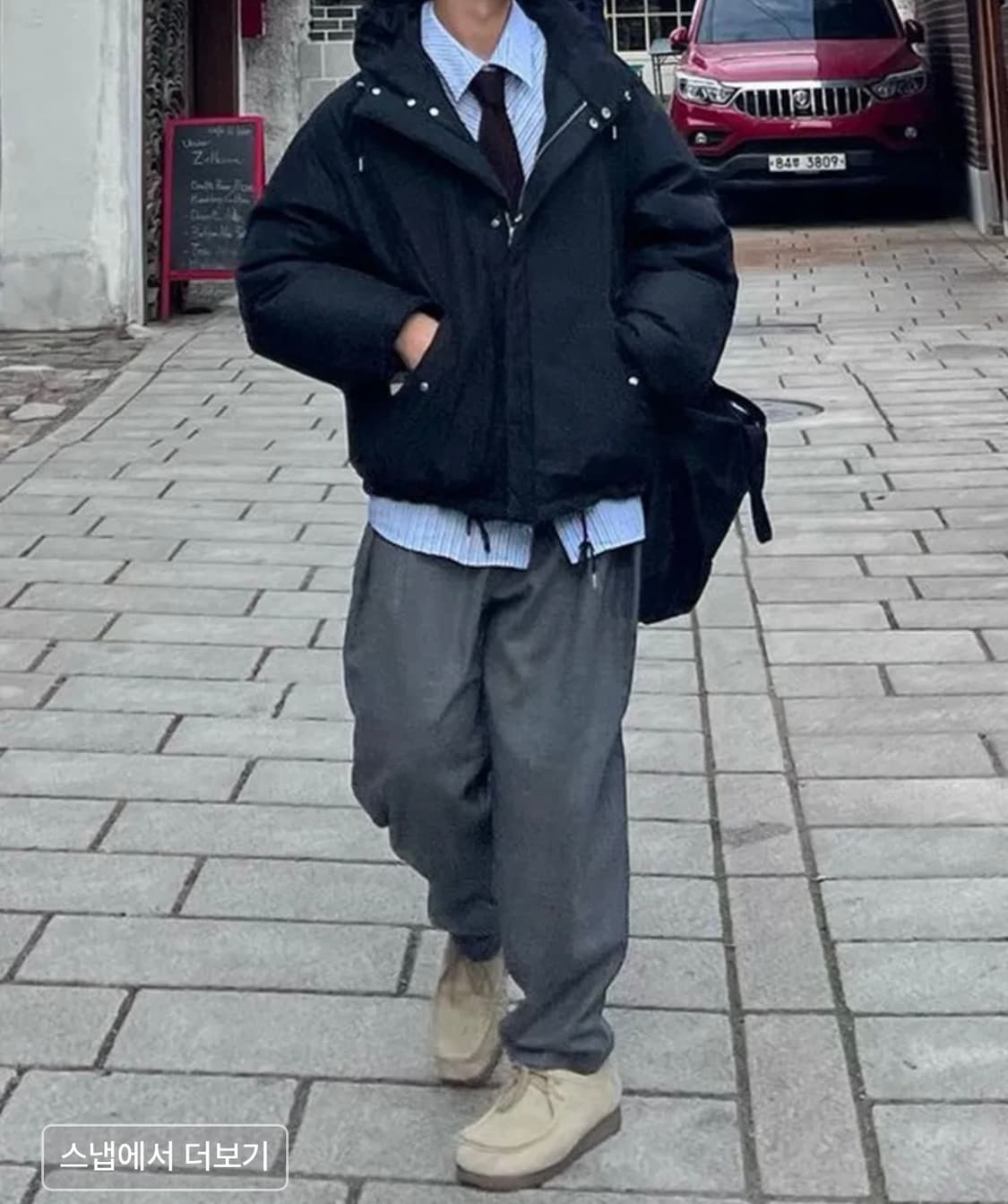 비슬로우 M65 후드 숏 다운 패딩 블랙 M 상품이미지9