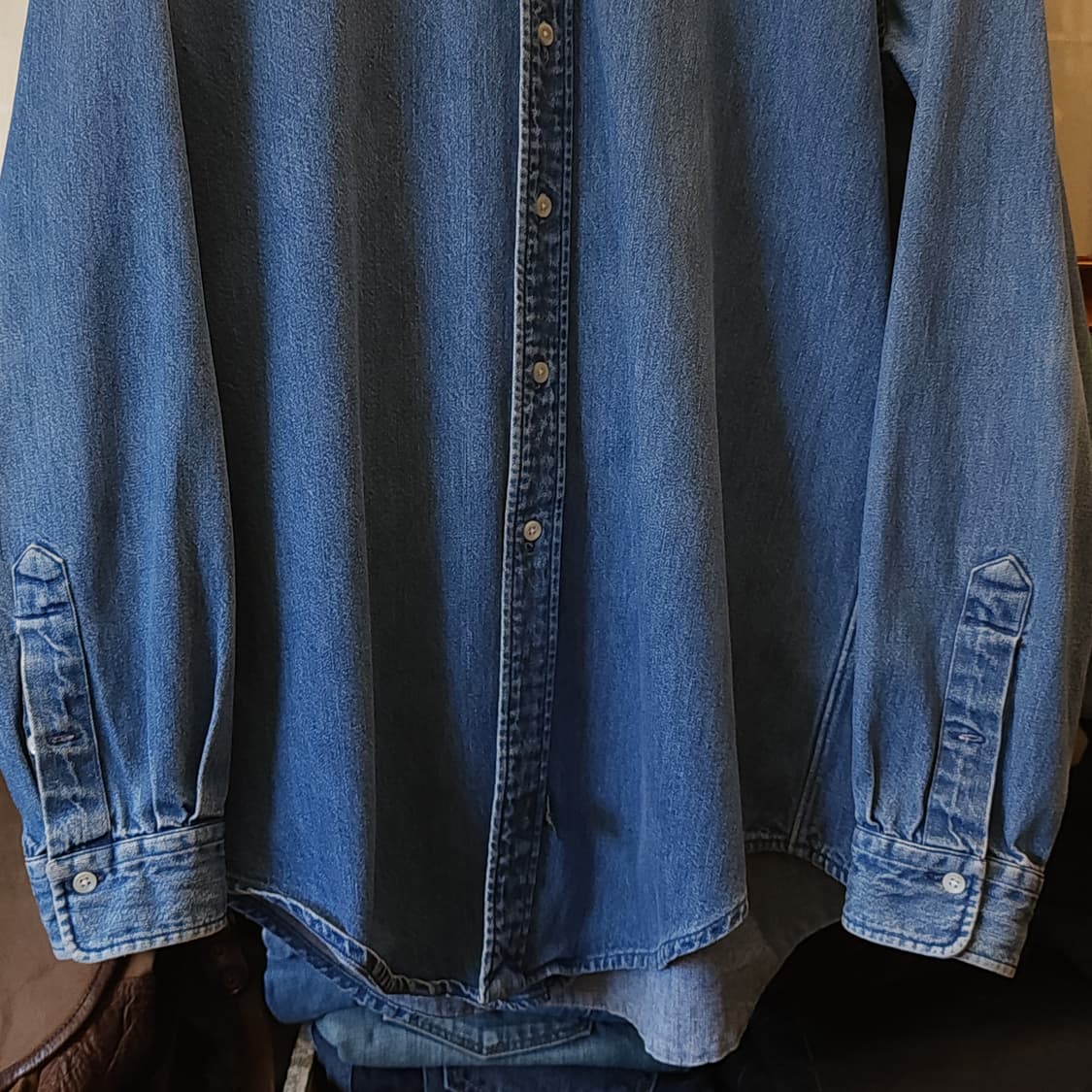 90s 폴로 컨트리 데님셔츠 헤비코튼 포니로고 L 상품이미지6