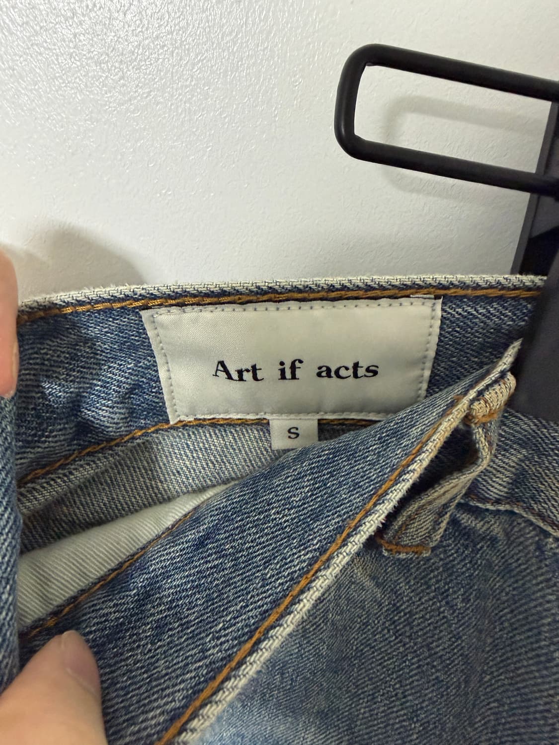 아트이프액츠 빈티지와이드 데님팬츠 워시드블루 S 상품이미지5