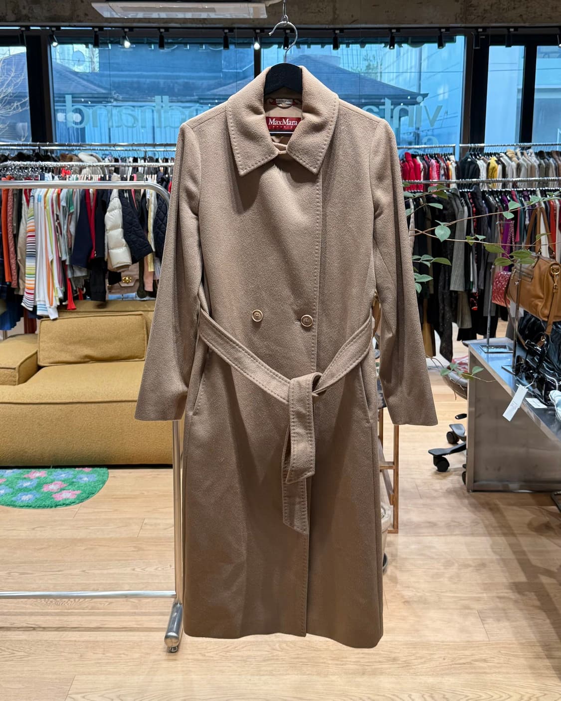 막스마라 스튜디오 브라운 비스코스 벨티드 코트  상품이미지1