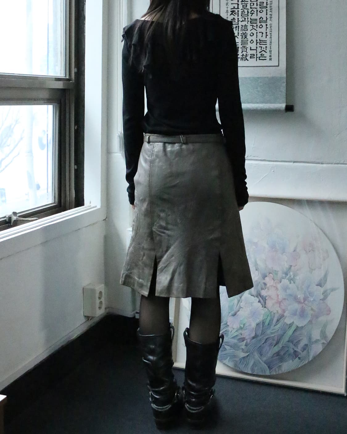 막스마라 레더 플레어 스커트  상품이미지2