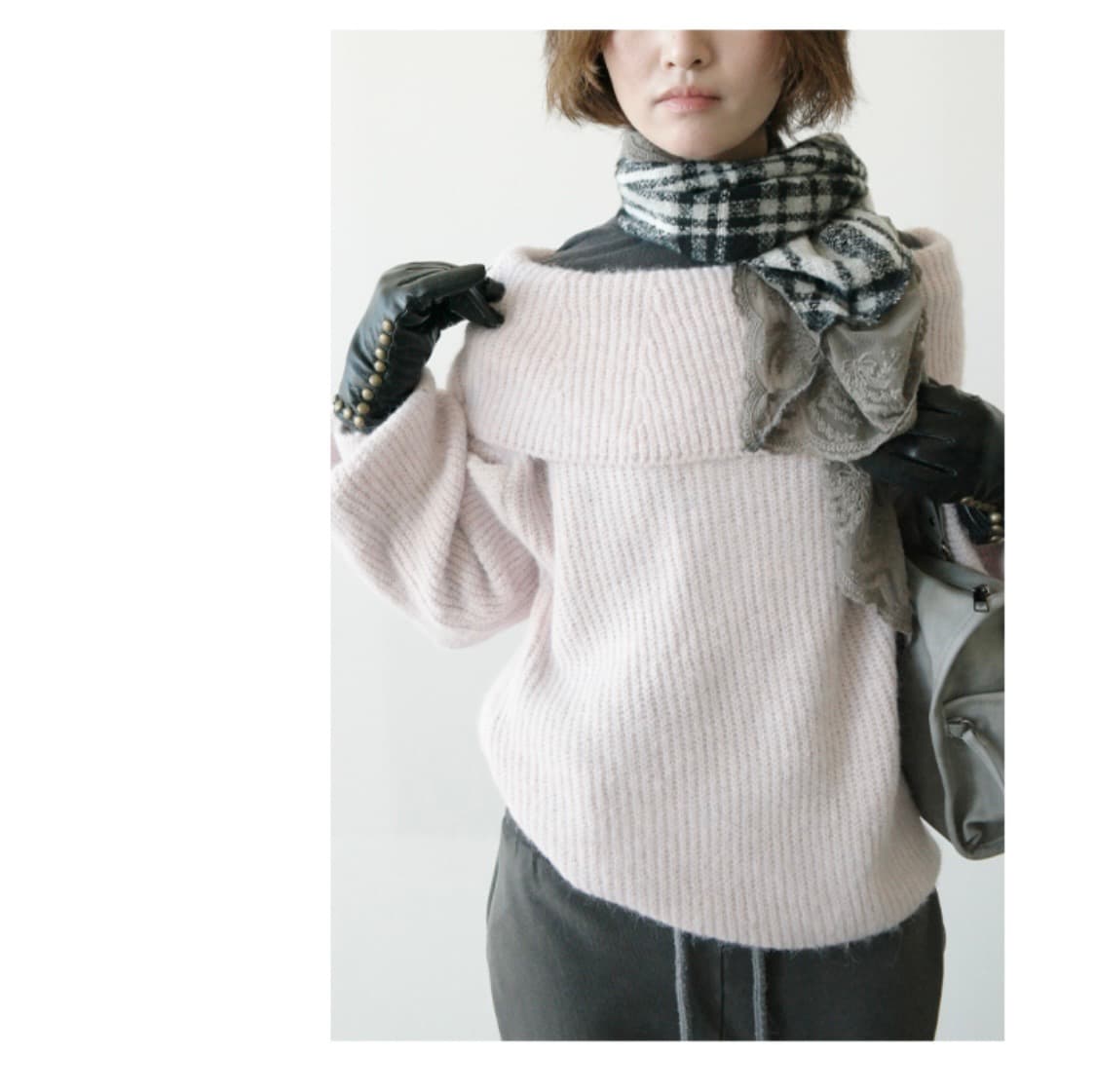 애프터먼데이 체크 레이스 머플러 상품이미지3