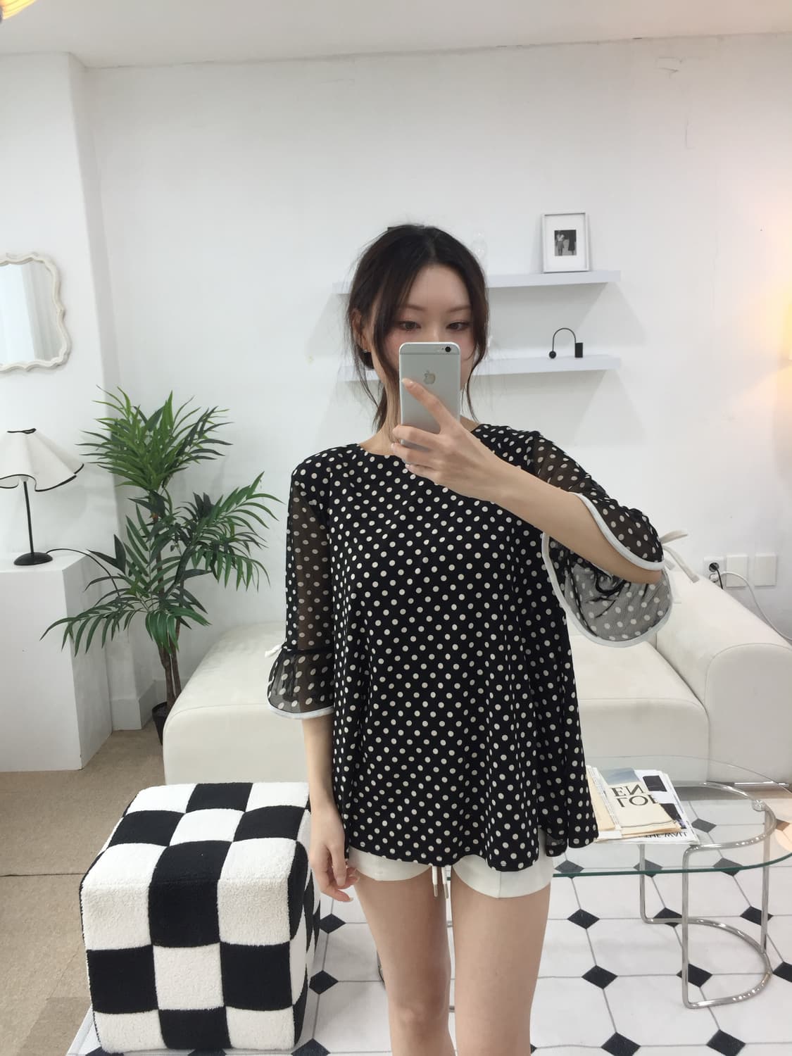 도트 리본 블라우스 상품이미지7