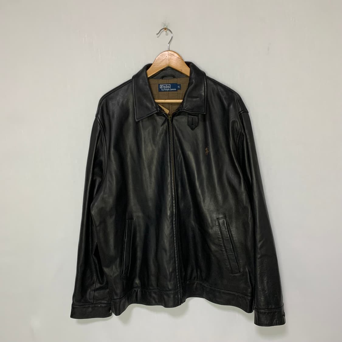 폴로 랄프로렌 빈티지 블랙 리얼레더 양가죽 봄버 자켓 XL 상품이미지1