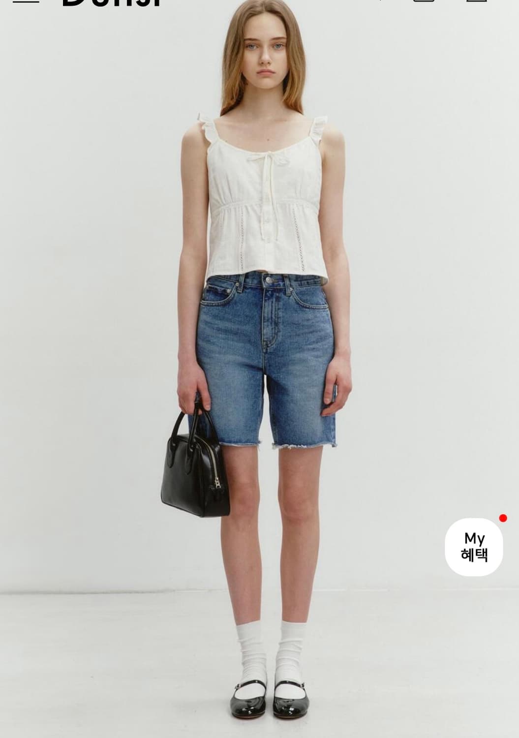 던스트 로우 엣지 데님 쇼츠 상품이미지1