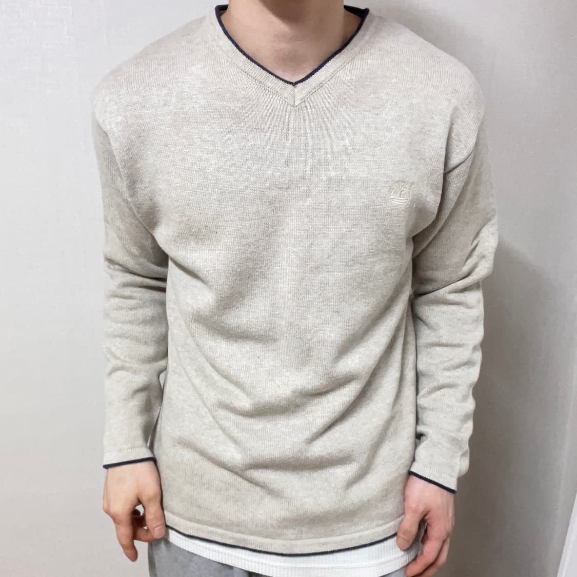 TIMBERLAND IVORY V NECK KNIT 상품이미지1