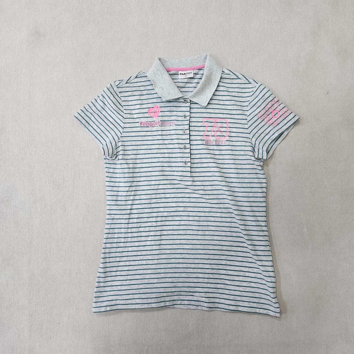 90 휠라 여성 스트라이프 카라 반팔티 0312Y 상품이미지1