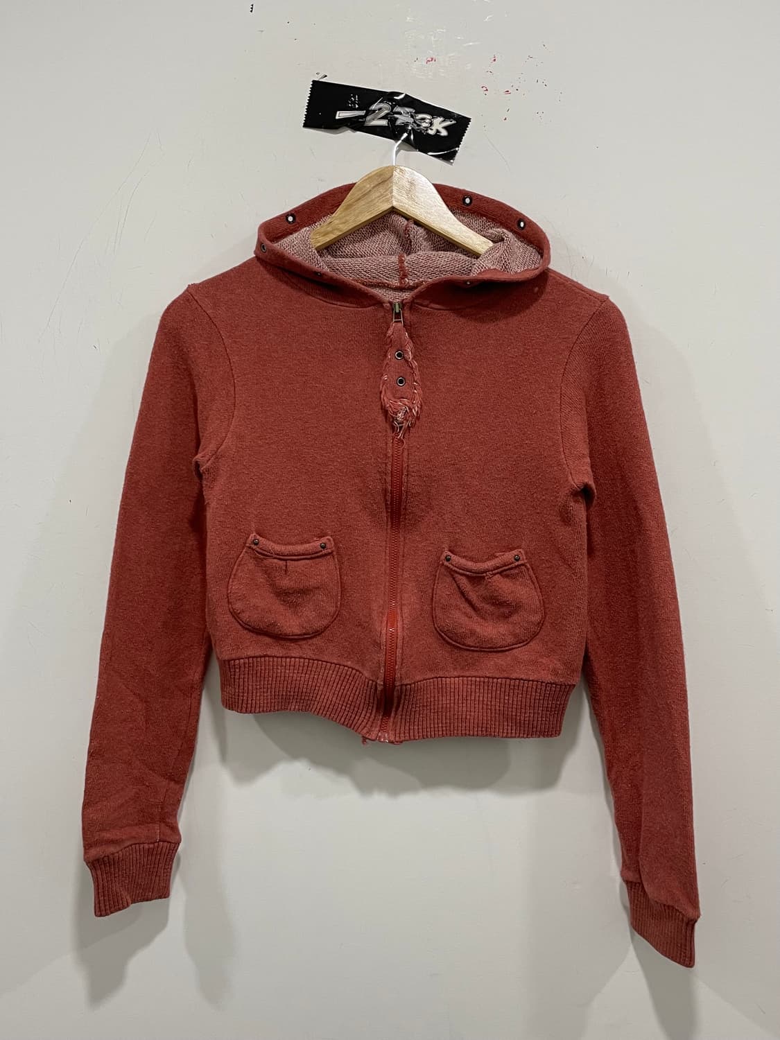 Vtg Y2K 투 포켓 슬림핏 크롭 후드집업 상품이미지2