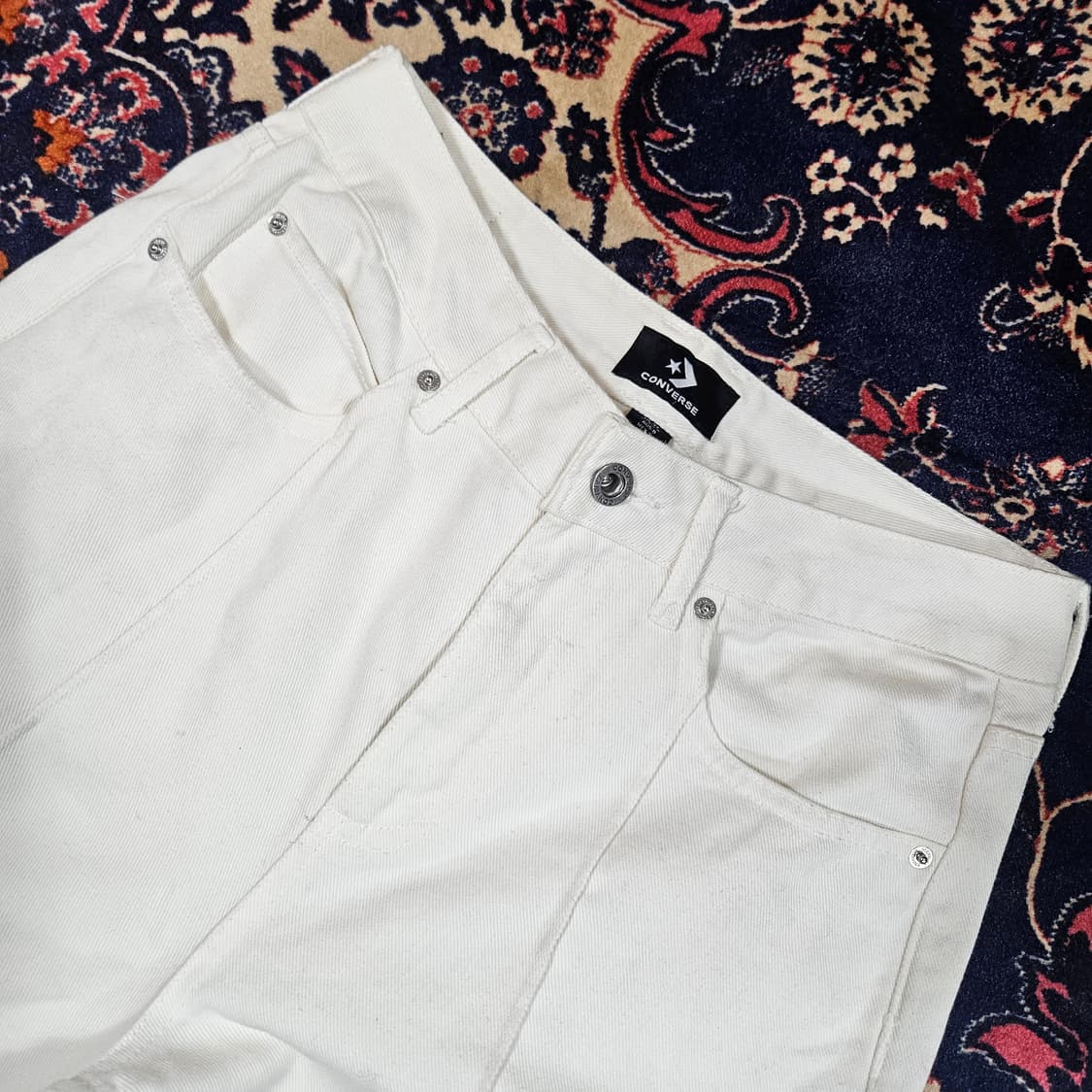 컨버스(Converse) 세미와이드 화이트 데님팬츠 27size 상품이미지5
