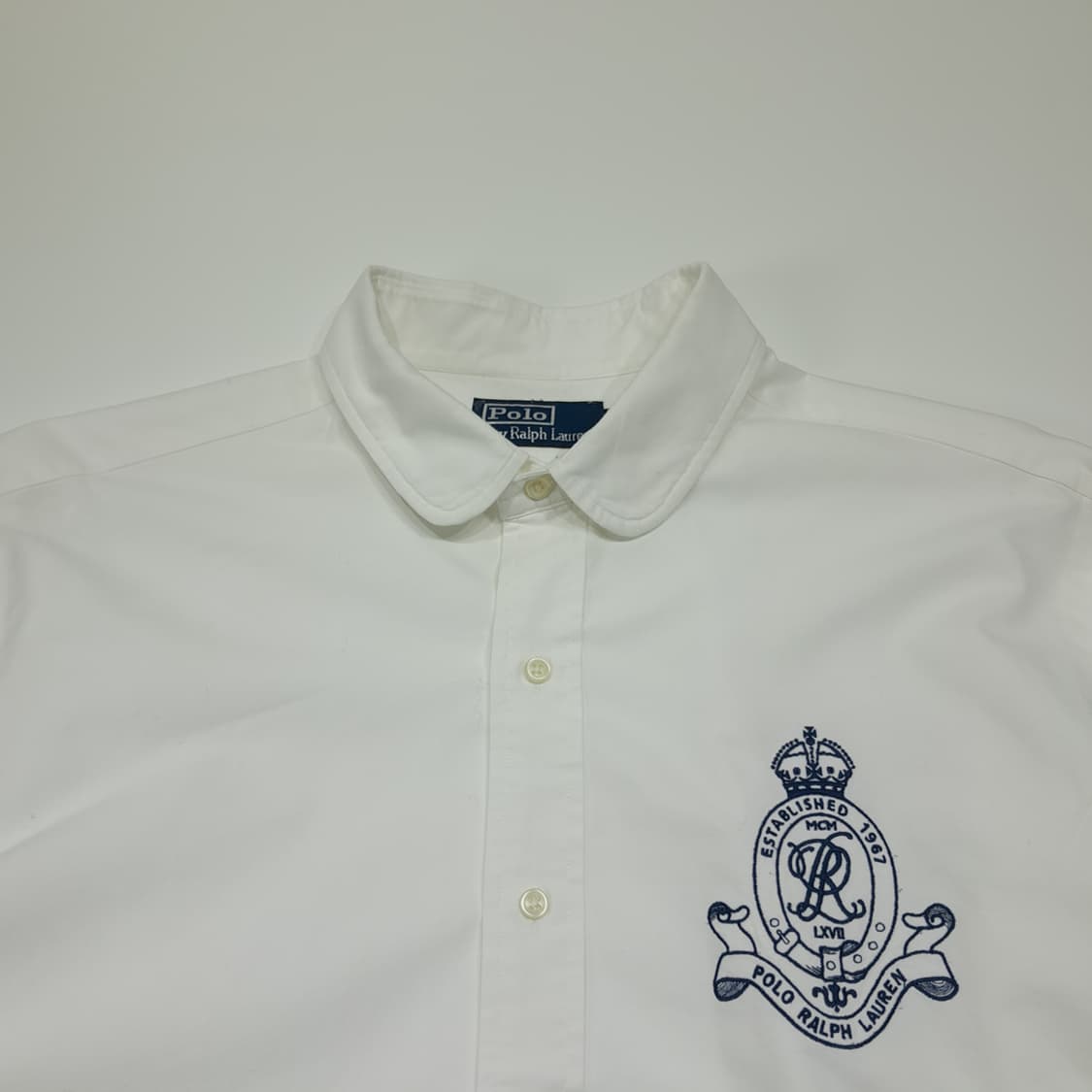 CL480 XL 폴로 90s 코튼 빅크레스트 클럽칼라 화이트 셔츠 남방 상품이미지2
