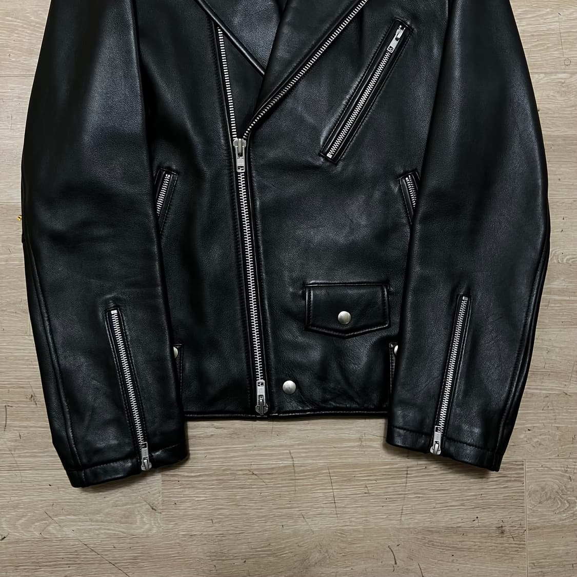 로파이 양피 양가죽 램스킨 더블 라이더 가죽자켓 [블랙] M/95 상품이미지3