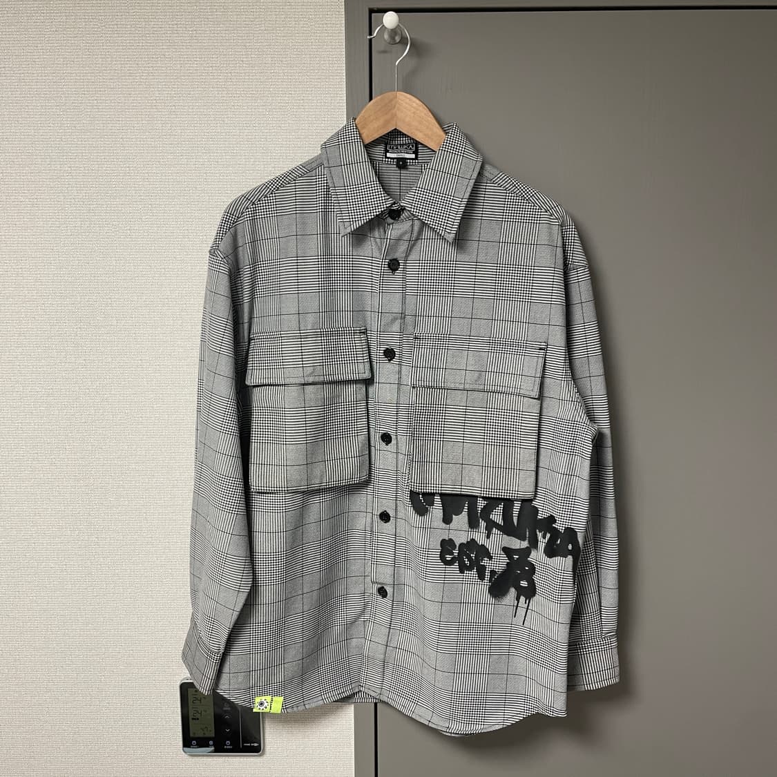 미시카 킵와치 빅로고 체크 오버핏 셔츠 상품이미지1