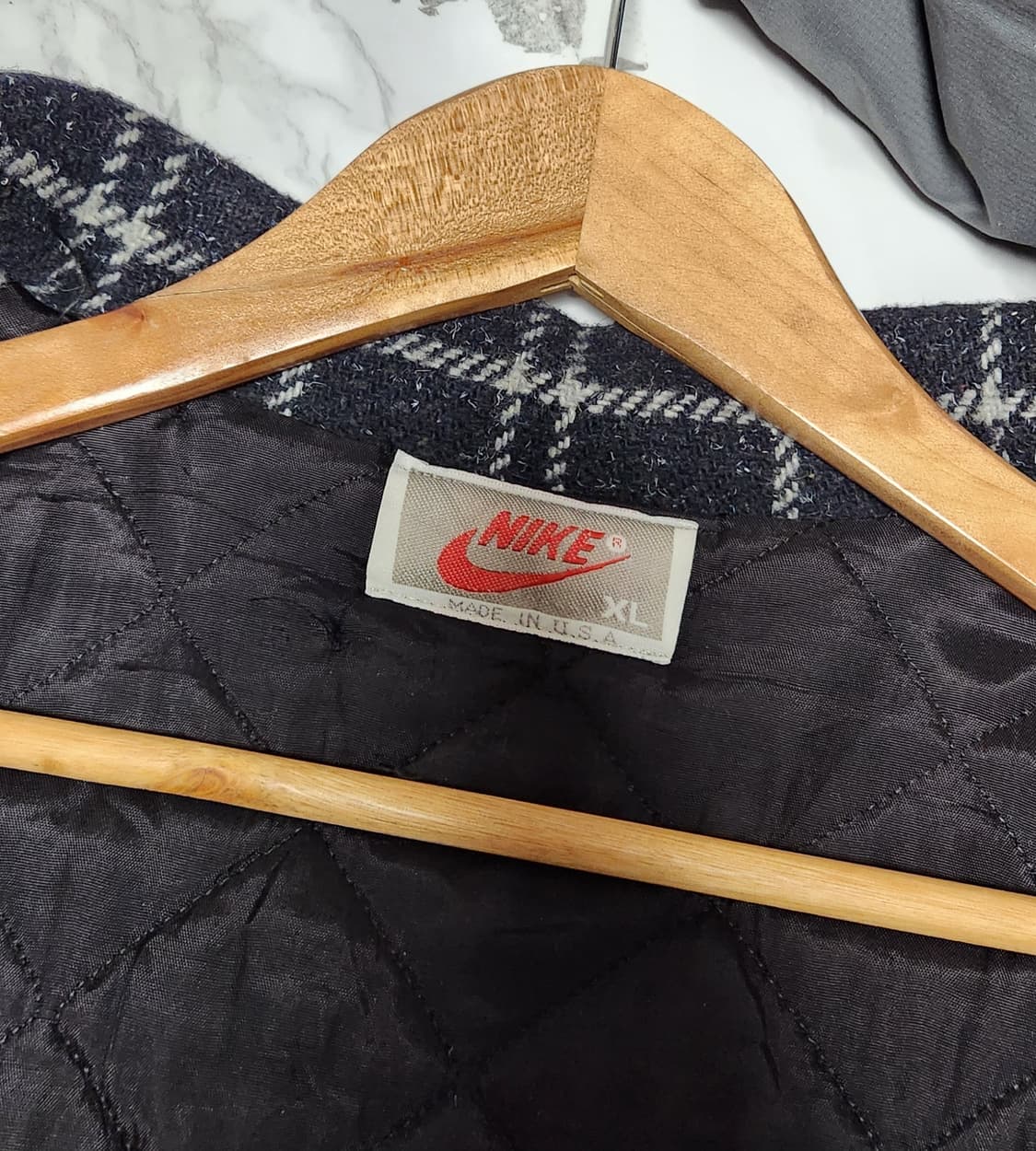 XL 나이키 90S 체크 블랙 모직 점퍼 자켓 상품이미지6