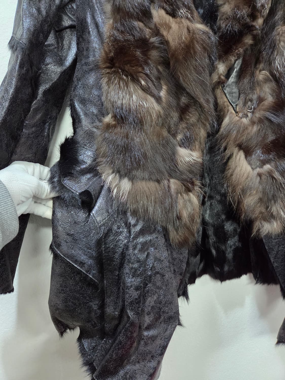 유니크.빈티지 폭스퍼 비지터블 가죽코트 상품이미지3