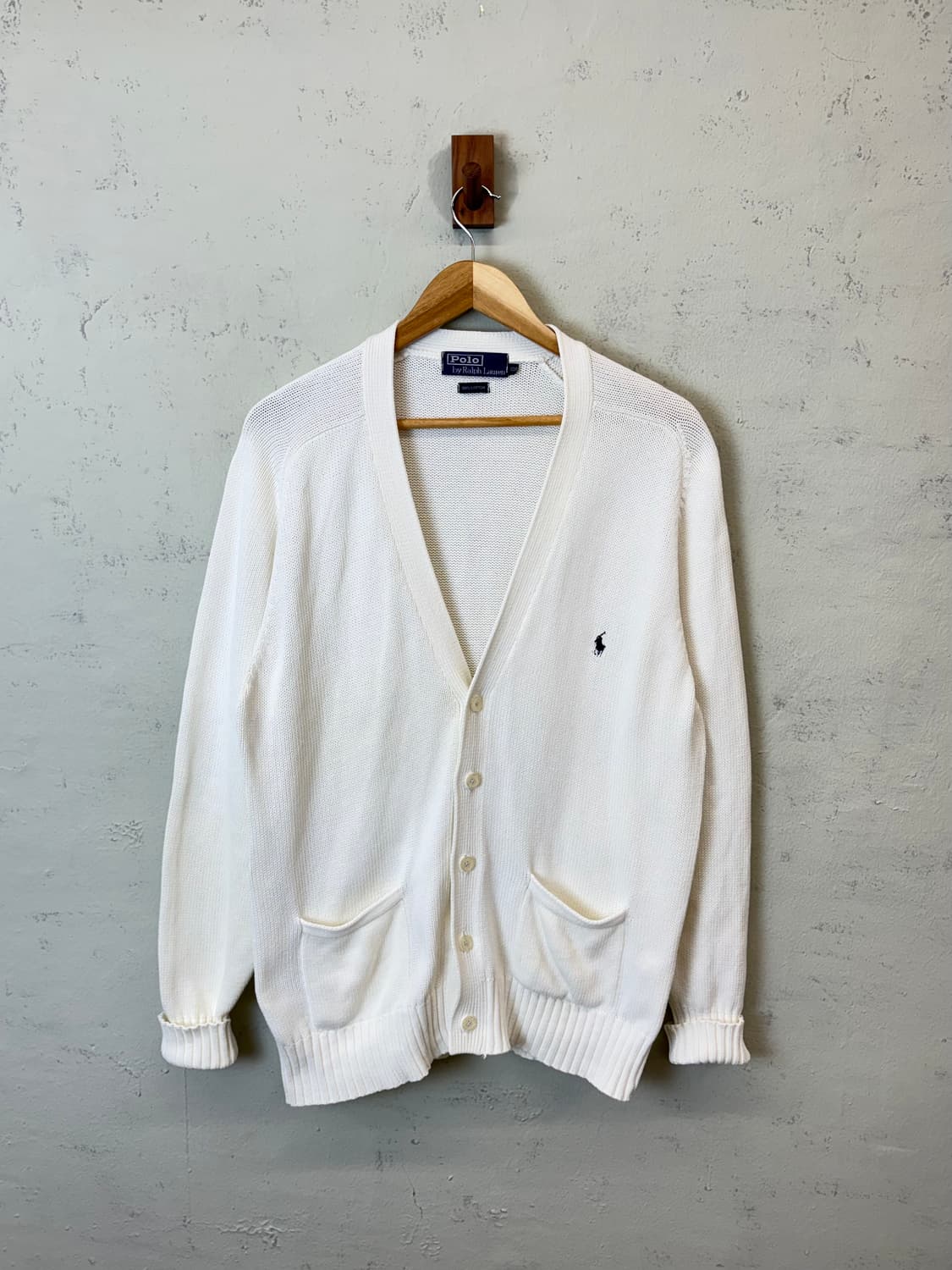 폴로랄프로렌 빈티지 코튼 브이넥 니트 가디건 화이트 상품이미지1