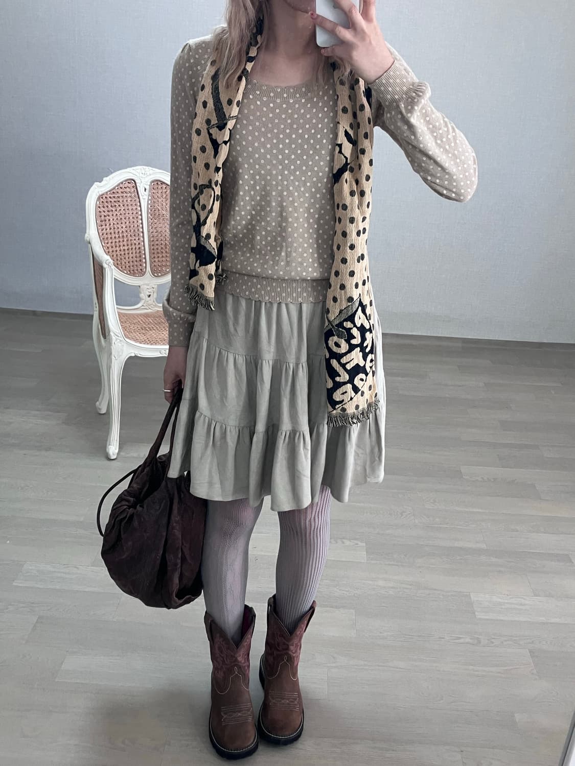 jpn vintage barbie beige dot frill knit 상품이미지4