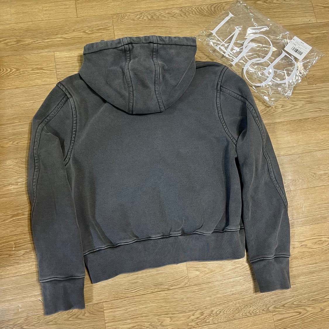 새상품44) 엘무드 LEGACY 피스 다이드 패치워크 헤비 크롭 후드집업 상품이미지3