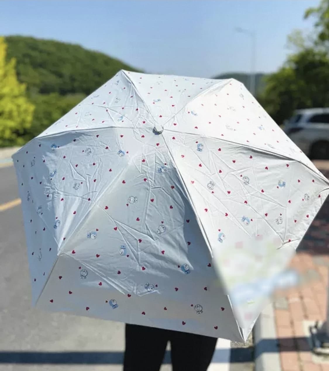 크림베이지 하트  wpc 도라에몽 자외선차단 양산 양우산 상품이미지2