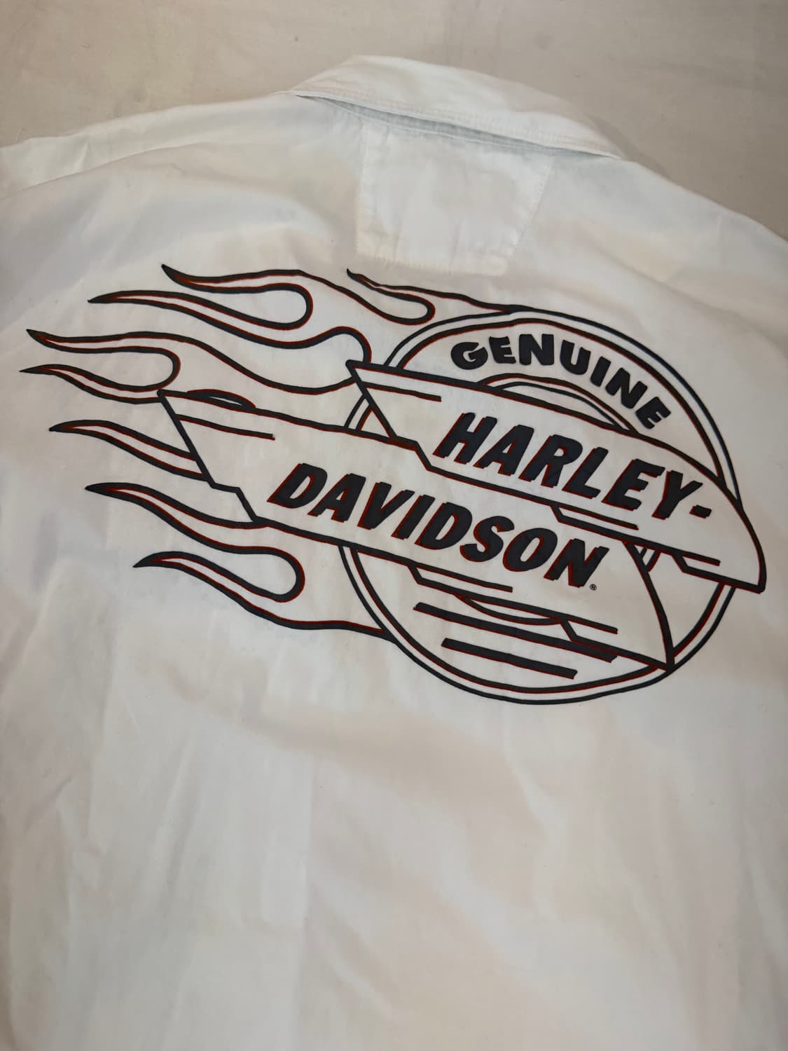 할리데이비슨 백프린팅 플레임 반팔 셔츠 화이트 상품이미지5