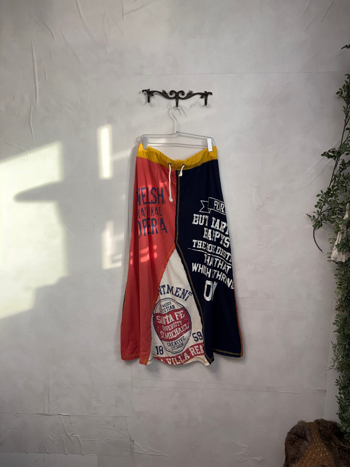 Coral navy lettering patchwork cotton sk 상품이미지2