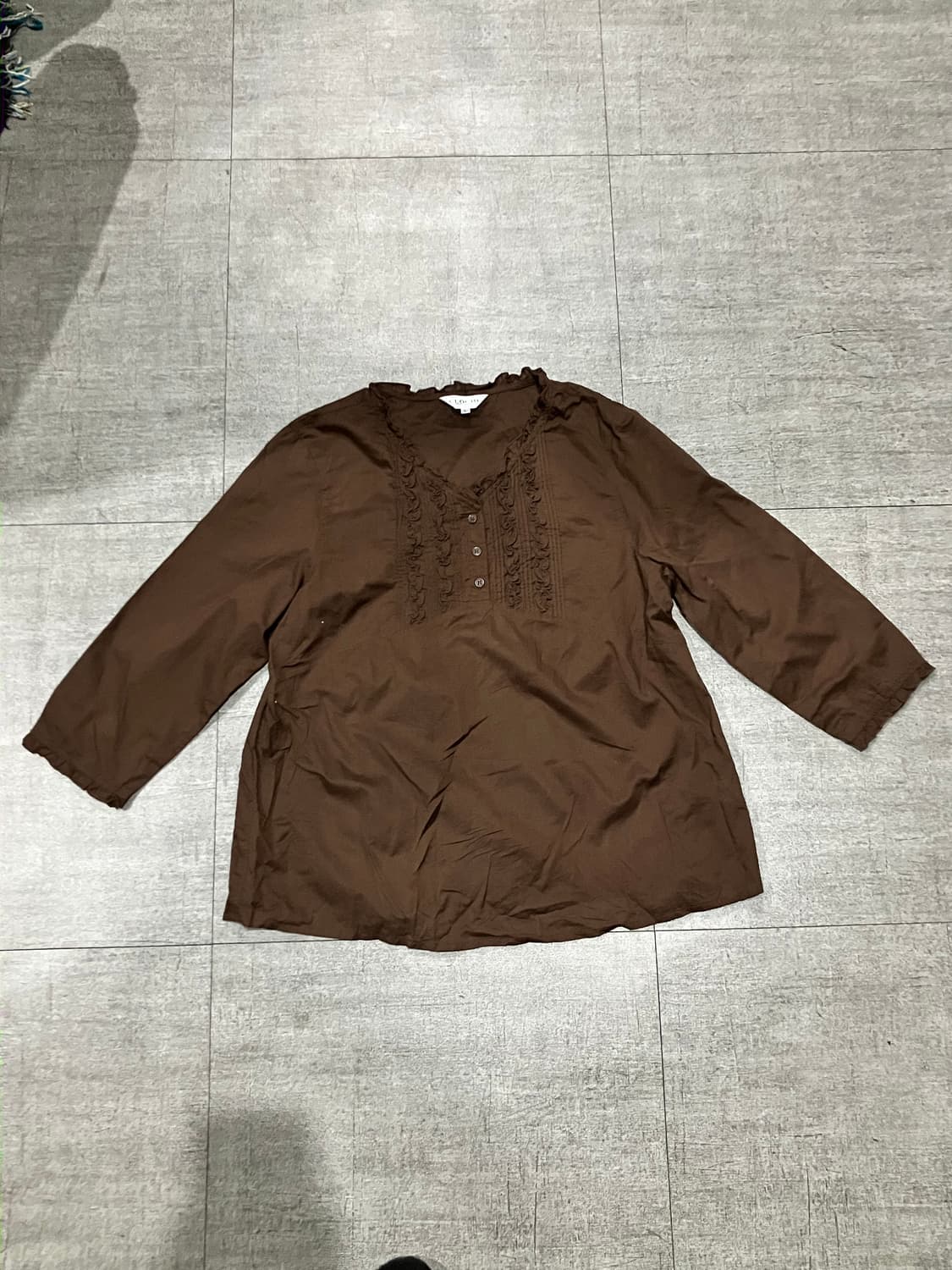 일본빈티지 Cloche 하구미모리걸 달천깔페어리 러플티셔츠 브라운초코 상품이미지1