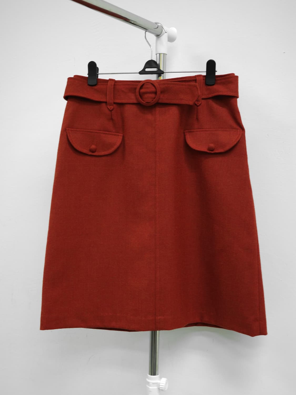 빈티지 레드 미디 스커트 상품이미지4