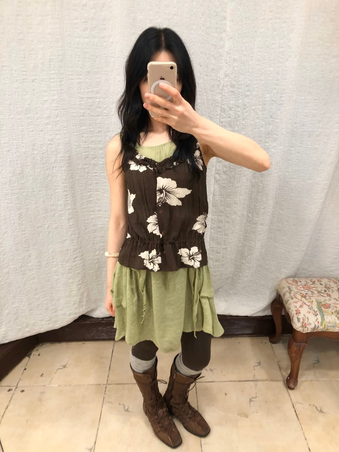 Brown floral bustier 상품이미지2