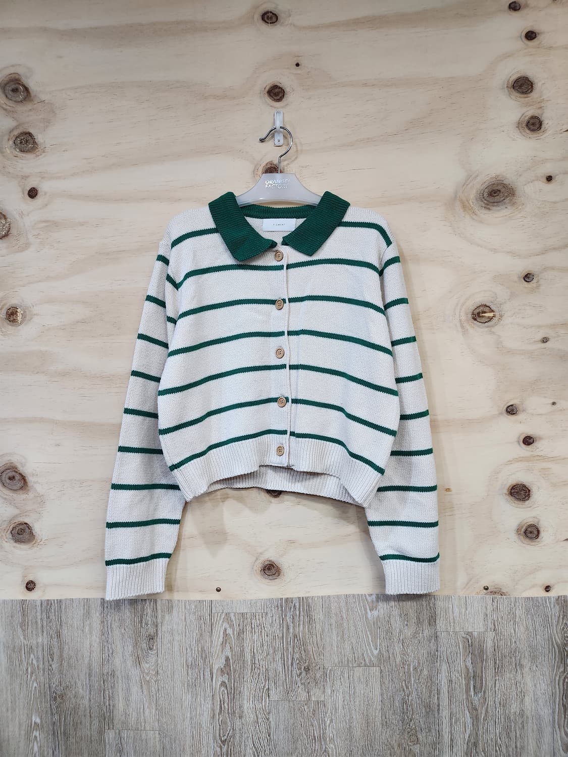 558) 피그먼트 카라넥 스트라이프 숏 가디건 상품이미지1