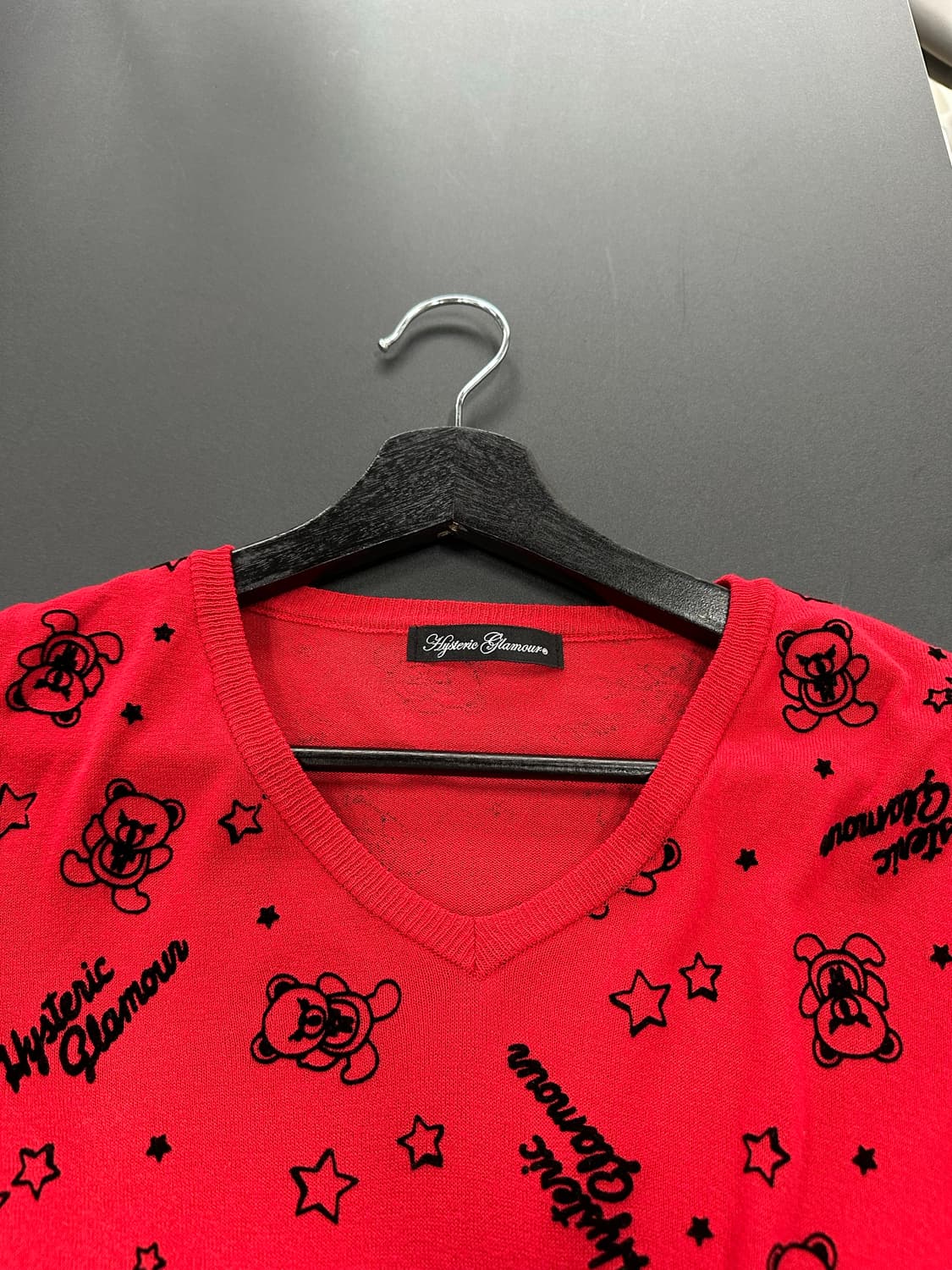 히스테릭글래머 퍽베어풀자수 루즈브이넥 니트롱슬리브 상품이미지6