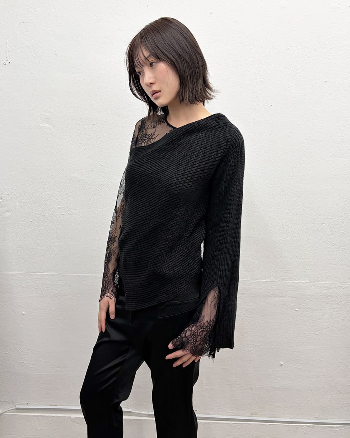 빈티지 레이스 패널 니트 탑 상품이미지3