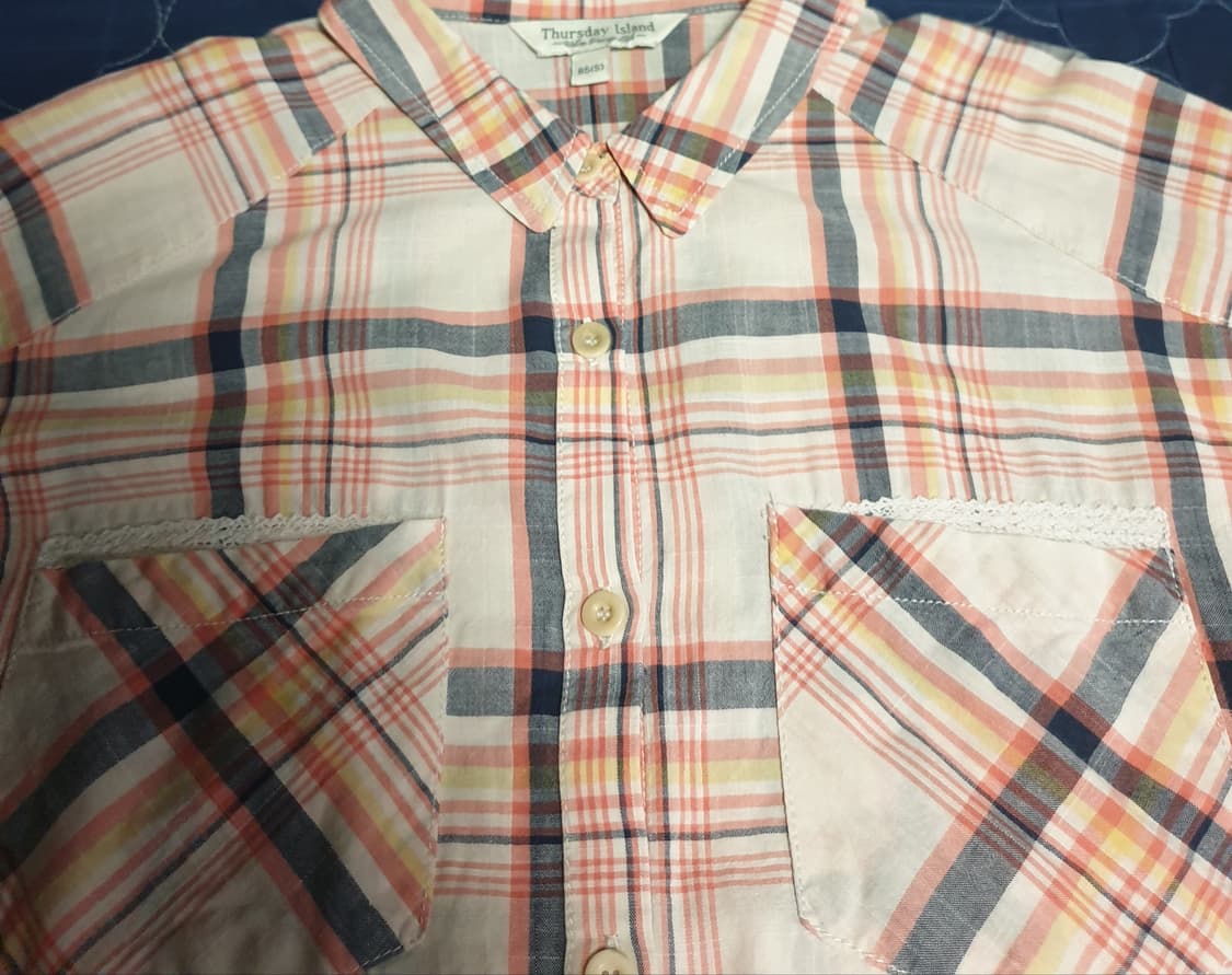 (빈티지) 써스데이아일랜드 레이스 더블포켓 클래식체크 셔츠 (S) 상품이미지2
